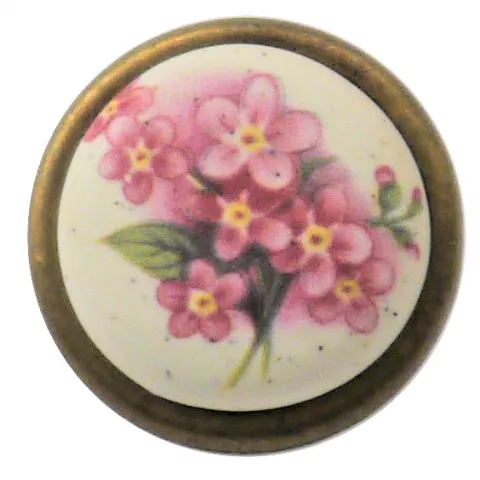 Möbelknopf florales Motiv altvermessingt Porzellan Durchmesser 28mm