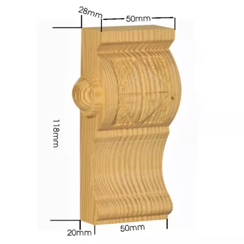 Holzapplikation Tanne Buche Länge 118mm Breite 50mm