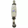 Griff mit floralem Motiv Messing altverzinnt Porzellan 110 x 22mm