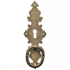 Griffschild mit Schlsselloch Messingblech 43 x 128mm altverzinnt