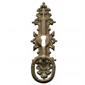 Griffschild mit Schlsselloch altverzinnt Messingblech 40 x 118mm