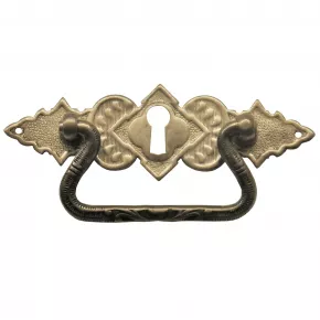 Griffschild mit Schlsselloch Messingblech 105 x 35mm altverzinnt