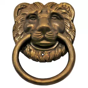 Zierbeschlag Lwenkopf und Ringgriff Messingguss 53 x 51mm