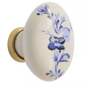 Mbelknopf florales Motiv Messing Porzellan 35 x 25mm