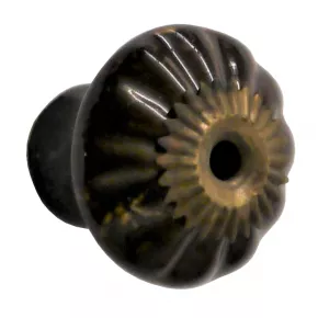 Mbelknopf braun Messing Porzellan Durchmesser 34mm