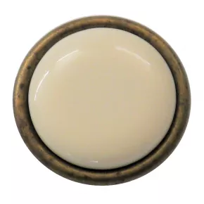 Mbelknopf altvermessingt Porzellan Durchmesser 24mm