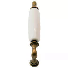 Griff Messing patiniert Porzellan 145 x 23mm