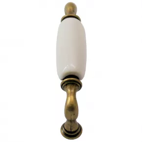 Griff Messing patiniert Porzellan 110 x 22mm