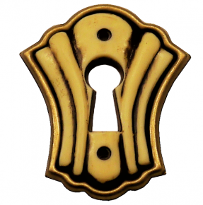 Schlüsselschild Messingblech patiniert Hornimitat 35 x 43mm