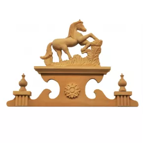 Holzkrone Pferdemotiv Linde in Breite 310mm Hhe 210mm